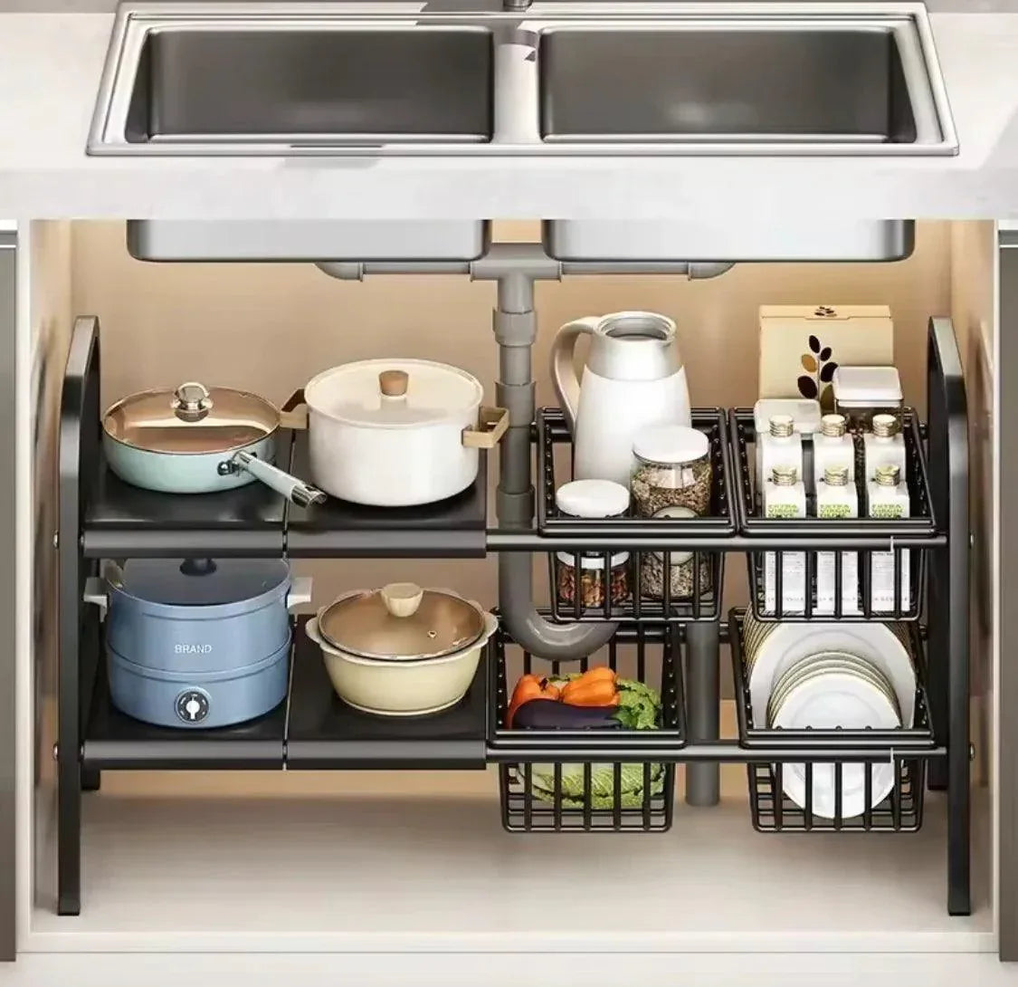 2 Tier Under Sink Organizer for Efficient Storage