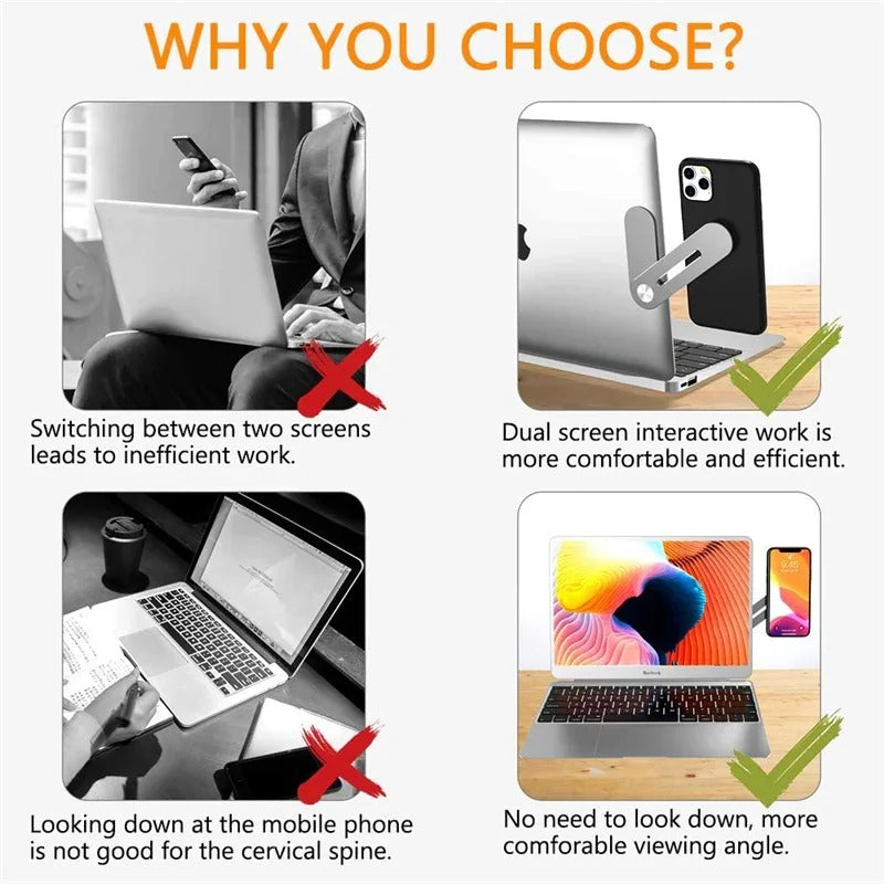 Magnetic Foldable Laptop Side Phone Holder