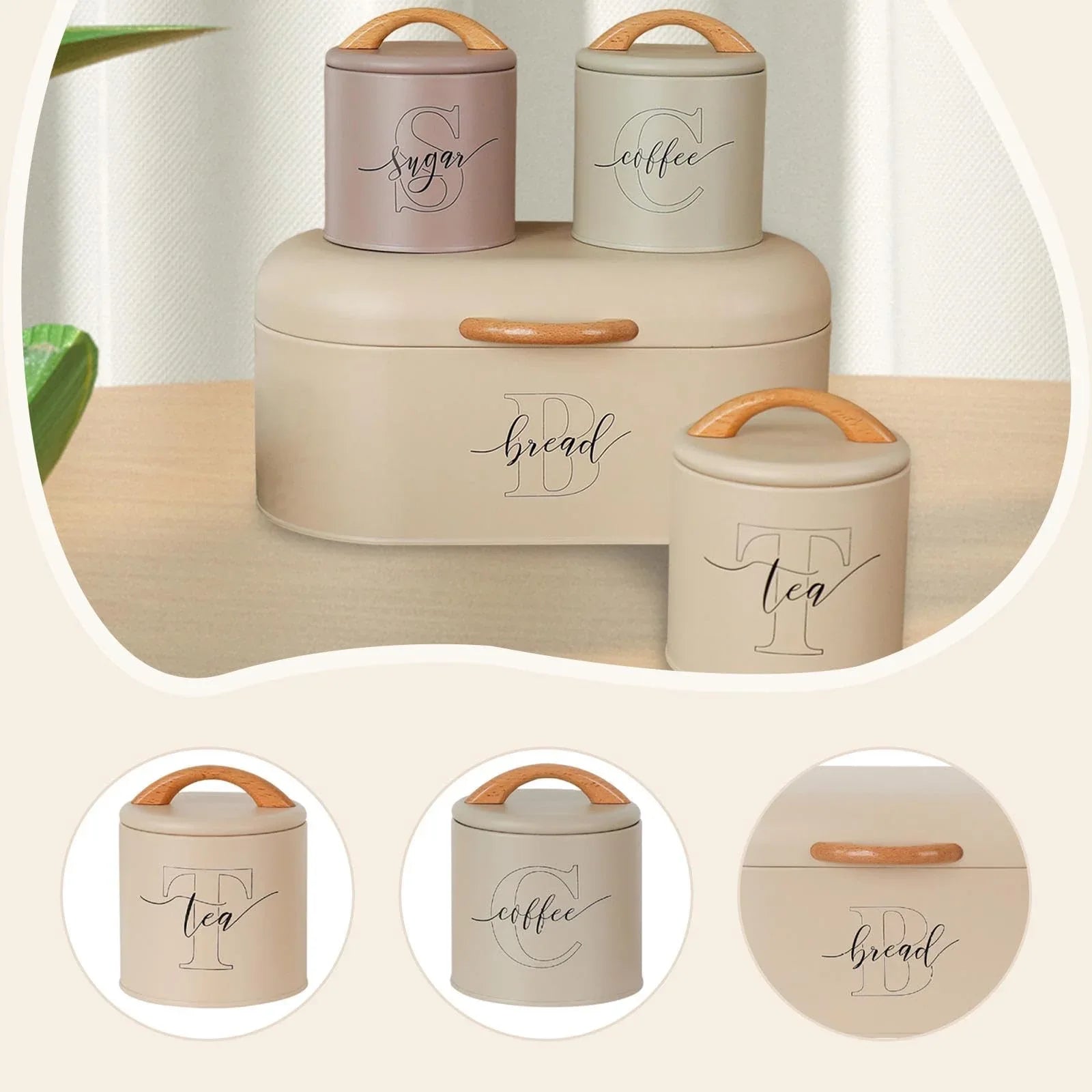 Luxury Kitchen Storage Canister Set with Wooden Lids