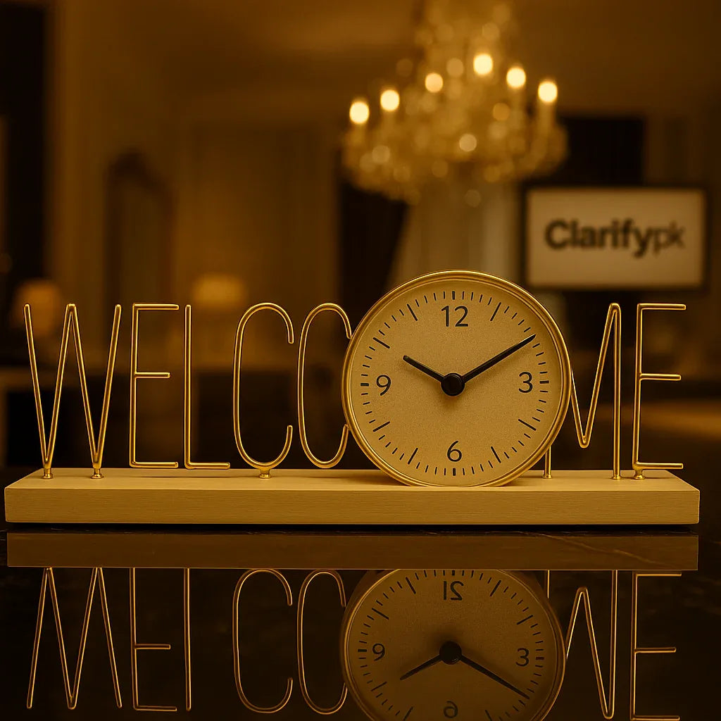 Modern WELCOME Decorative Table Clock – Desk Home Decor
