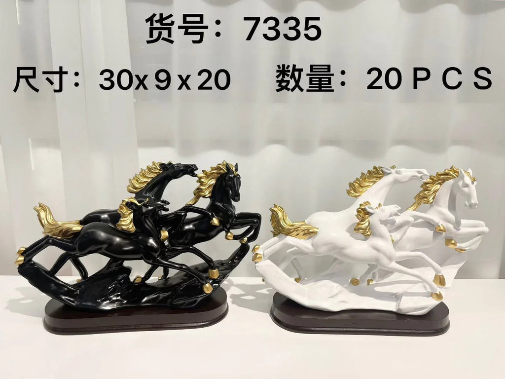 Premium Running Horses Fiber Decoration – Golden Mane Edition