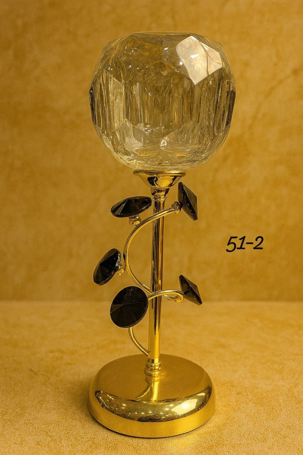 Elegant Crystal Metal Candle Stand - Luxury Gold Table Centerpiece