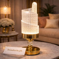 Luxury LED Crystal Spiral Electric Lamp - Modern Patterned Table Light with Gold Base