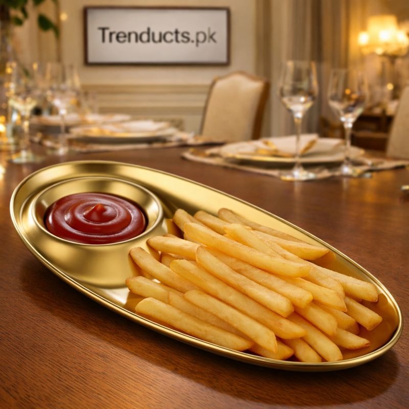 Golden Stainless Steel Plate with Sauce Compartment
