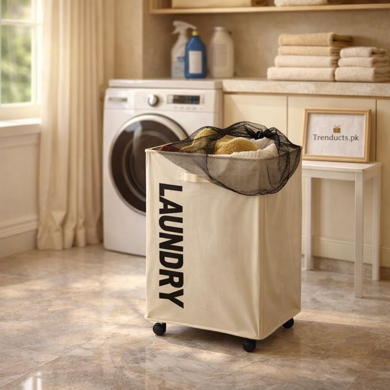 Industrial-Strength Rolling Laundry Basket with 360° Wheels