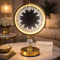 Luxury LED Crystal Halo Electric Lamp - Modern Circular Sunburst Decorative Table Light