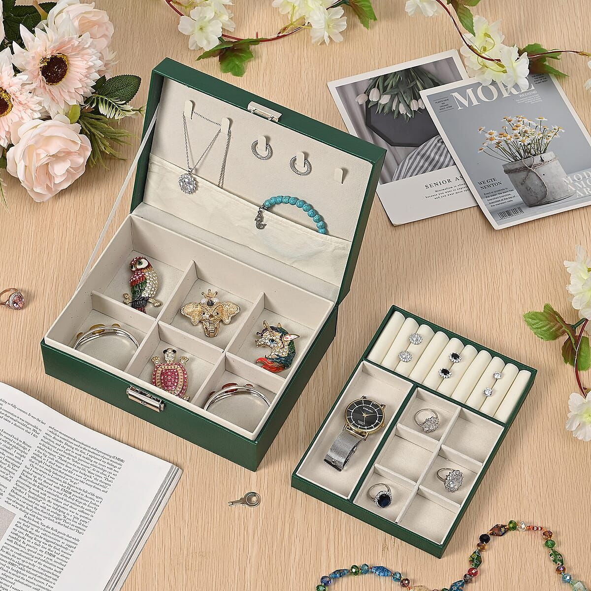 Luxury PU Leather Jewelry Box - Secure Multi-Layer Organizer (Random Color)