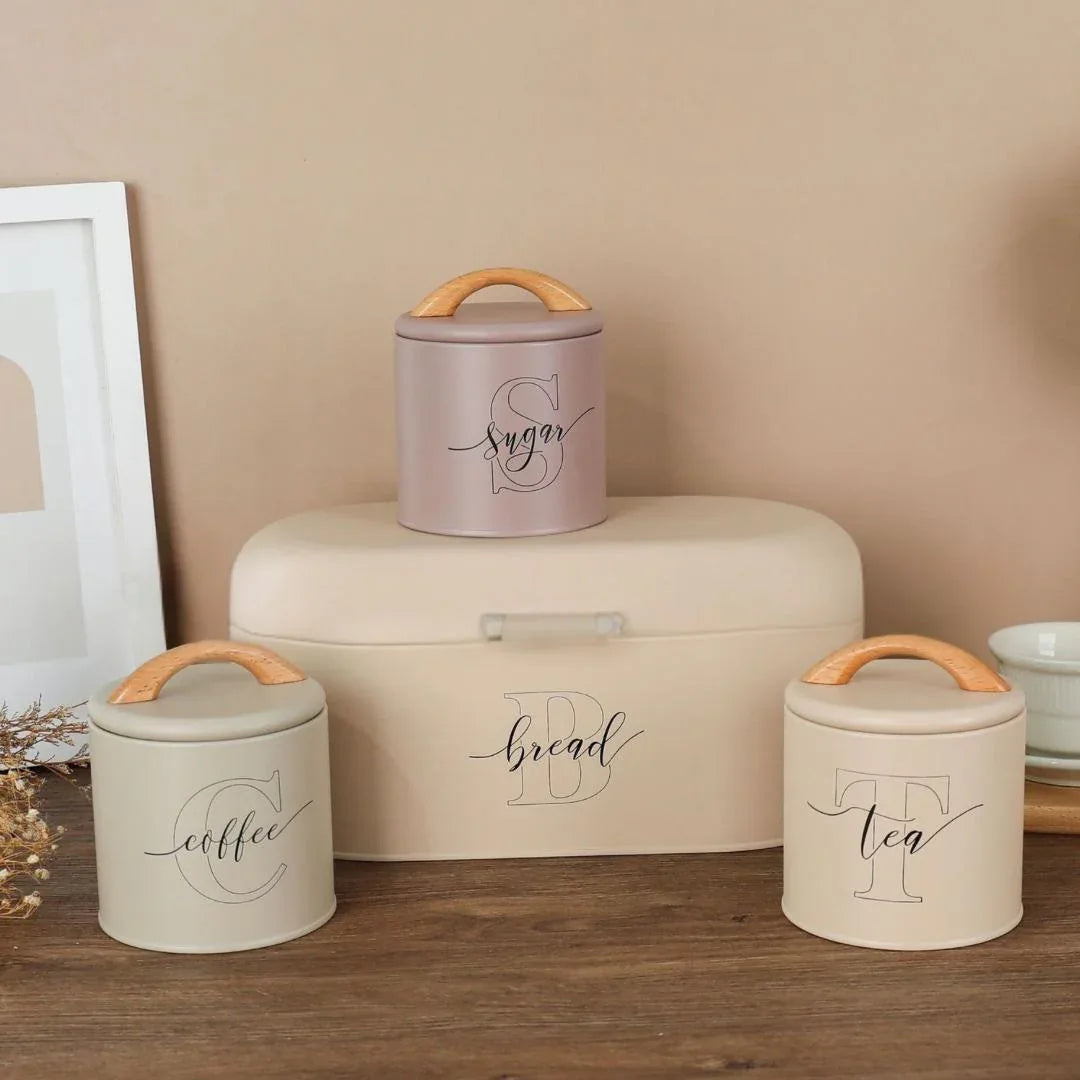Luxury Kitchen Storage Canister Set with Wooden Lids