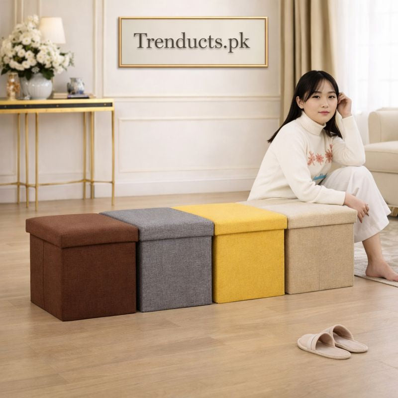 Foldable Storage Ottoman Stool - Multipurpose Seating Box