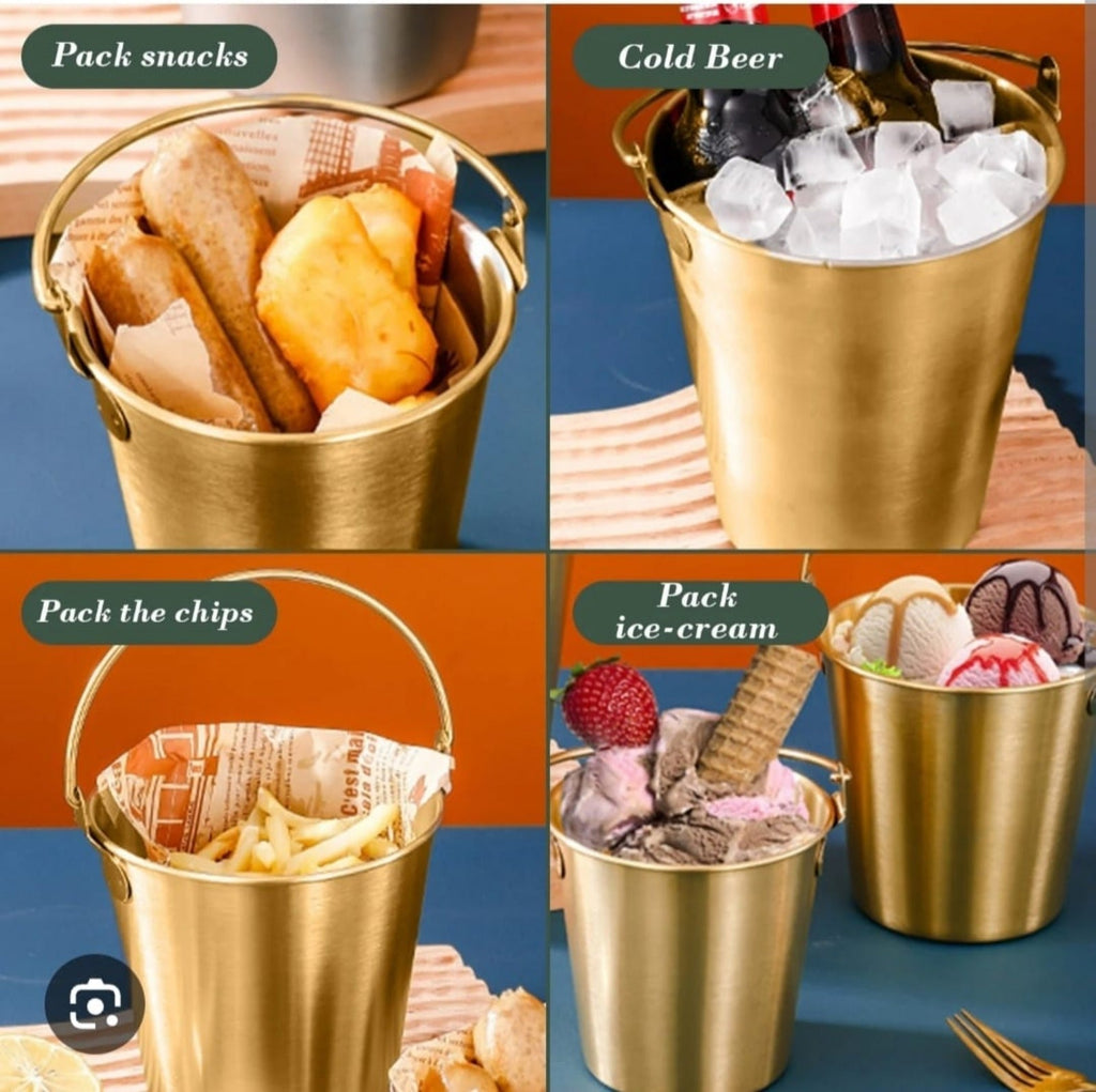 Mini Gold Serving Bucket - Luxury Snack & Ice Pail