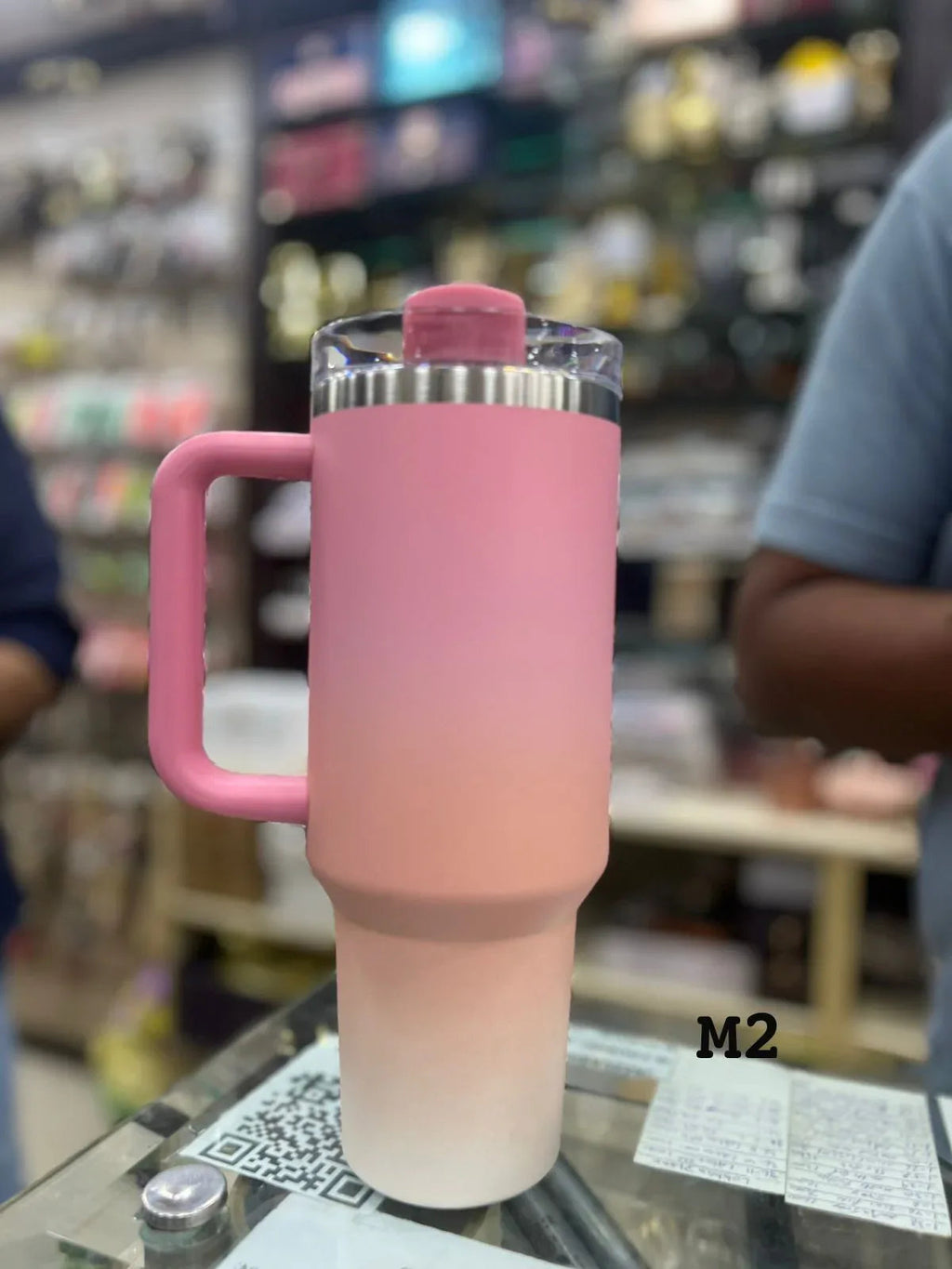 Premium Ombre Pink Peach 40oz Tumbler – 1200ml Water Bottle