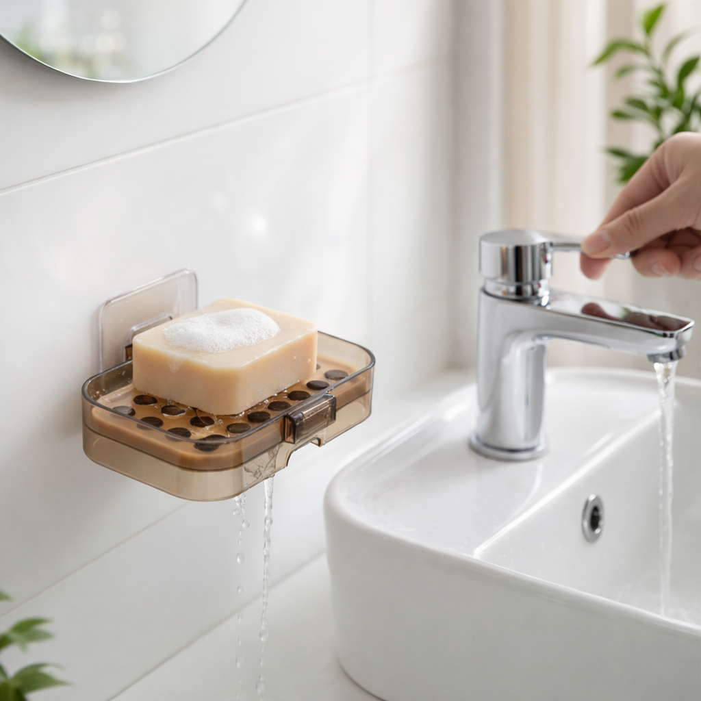Premium Self-Draining Soap Tray – Modern Bathroom Soap Tray