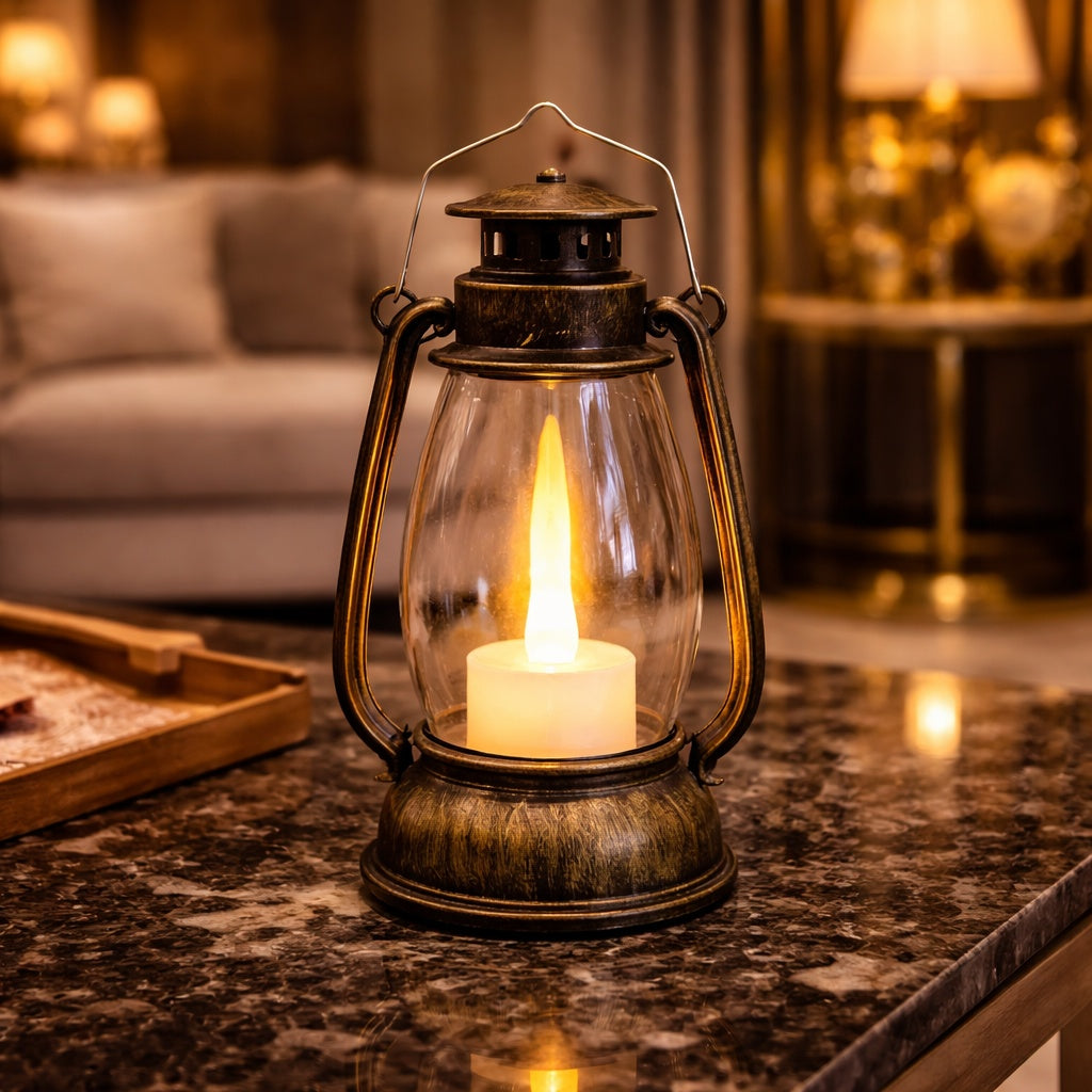 Vintage Style LED Luminous Lantern – Antique Decorative Lamp (EACH)