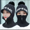 2-in-1 Thermal Zipper Cap with Integrated Face Mask (Random color)
