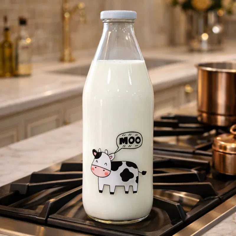 Glass Milk Bottle with Lid – 1 Liter