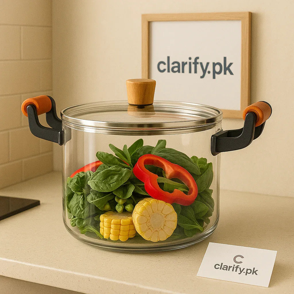 Modern Luxury Borosilicate Glass Cooking Pot – Gold Tint