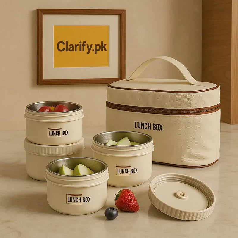 Portable Insulated Stainless Steel Bento Lunch Box Set With Bag