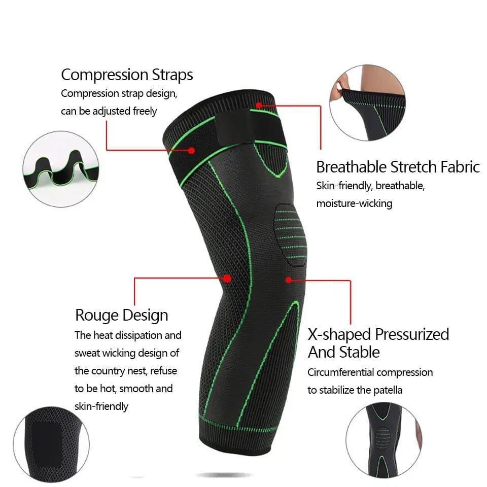 Elastic Knee Support Brace with Strap for Full-Length Protection