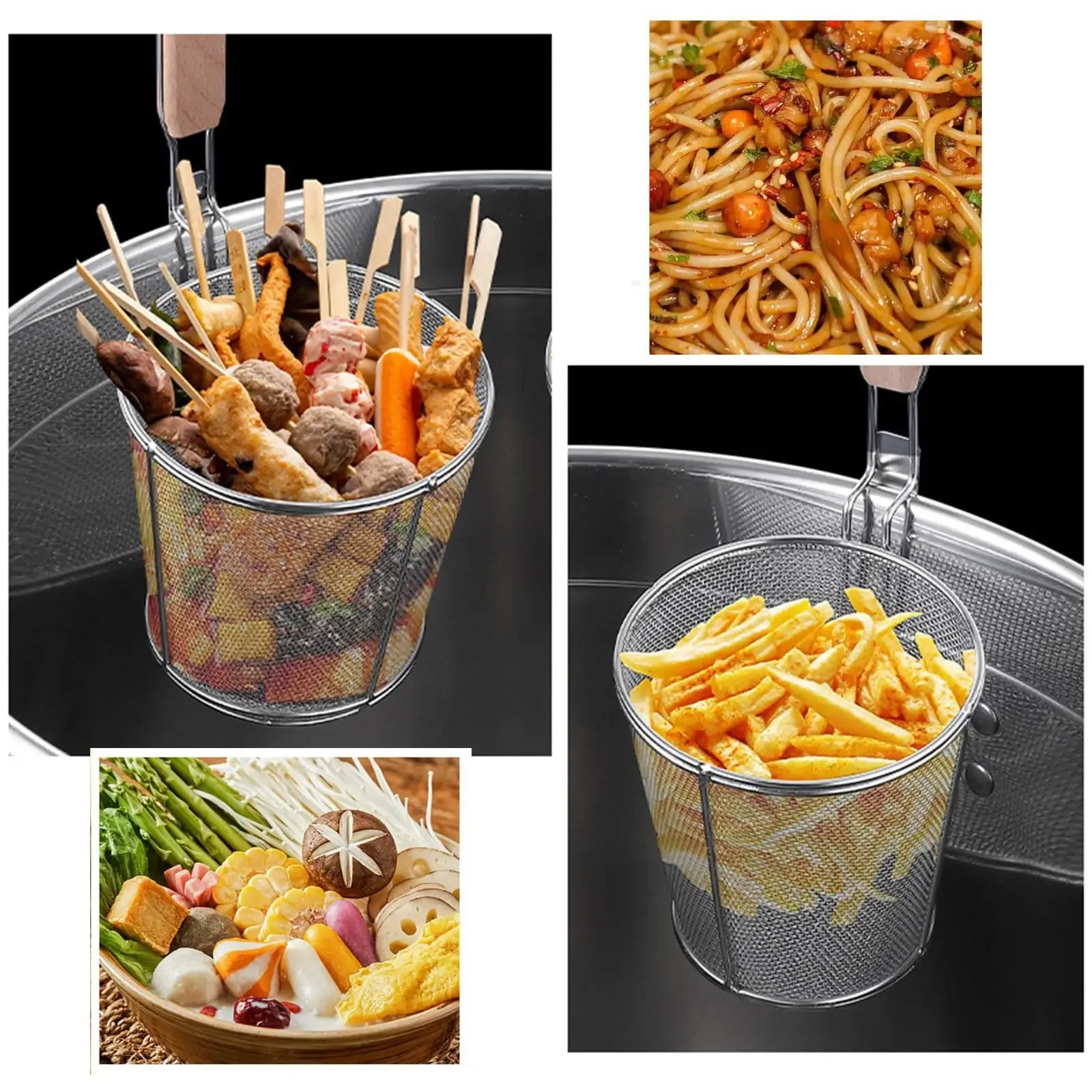 Stainless Steel Pasta & Noodle Strainer Frying Basket