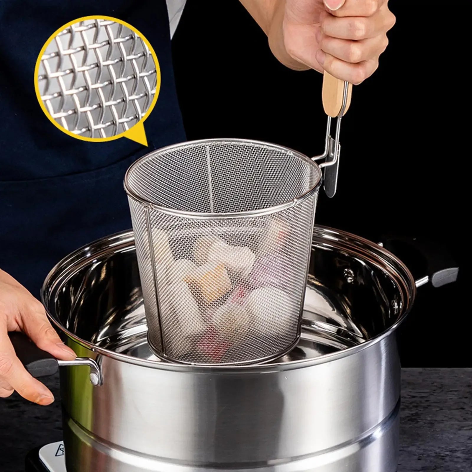 Stainless Steel Pasta & Noodle Strainer Frying Basket