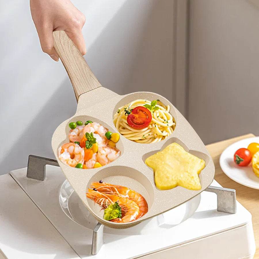 Heart & Star Shape 4-Hole Non-Stick Breakfast Fry Pan