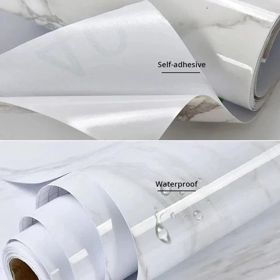 Self-Adhesive Marble-Style Wallpaper Stickers for Kitchen Cabinets and Furniture Decor