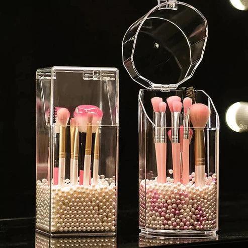 Acrylic Cosmetic Brush Holder - Stylish Acrylic Pearl Makeup Brush Organizer