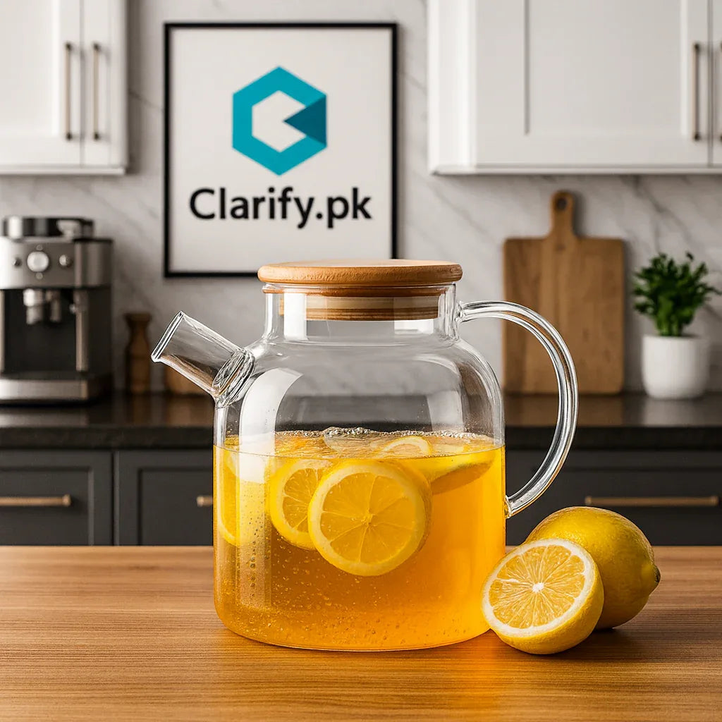 Premium 1800ml Glass Kettle with Wooden Lid