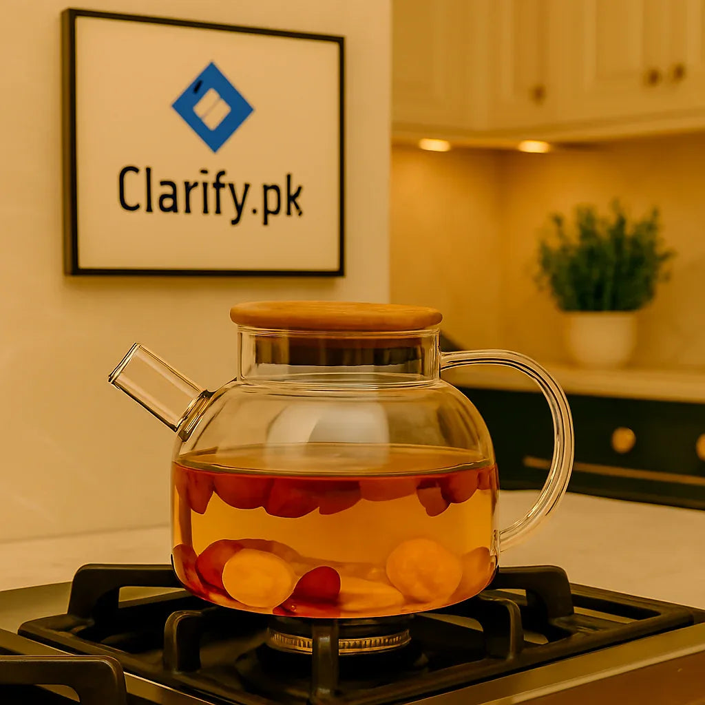 Premium 800ml Glass Kettle with Bamboo Lid