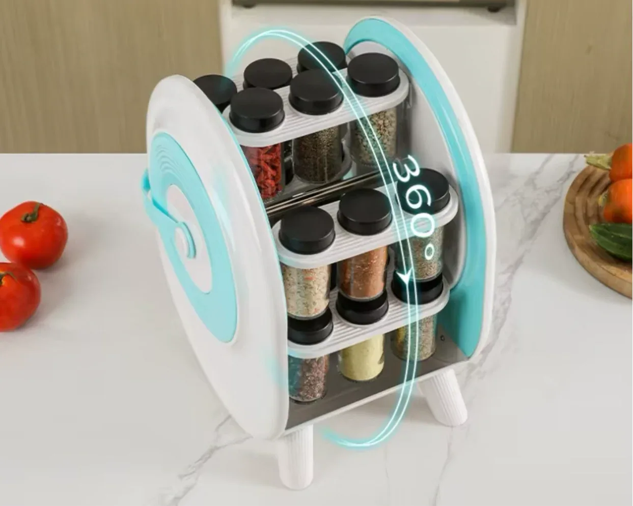 18-in-1 Rotating Spice Rack – Ferris Wheel Jar Organizer