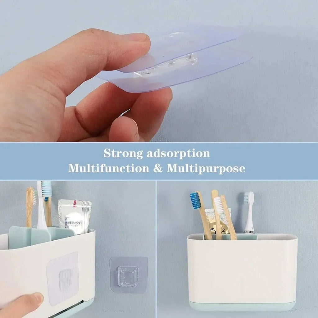 Pack of 4 Transparent Adhesive Wall Hooks, Double-Sided Mounts for Easy Installation