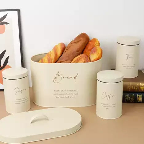4-Piece Metal Bread Bin & Canister Set – Kitchen Storage
