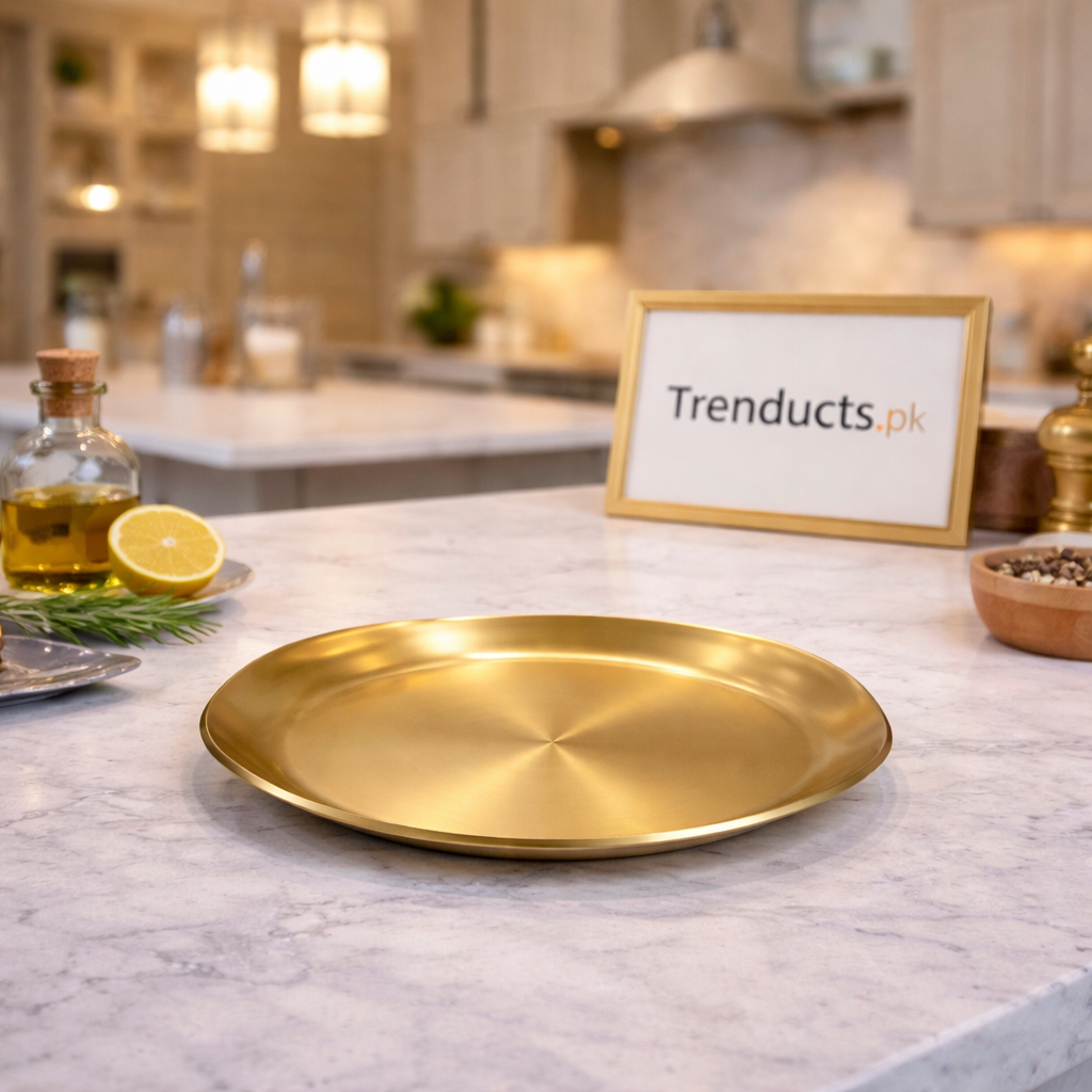 Premium Golden Stainless Steel Dinner Plate – 22.5 CM