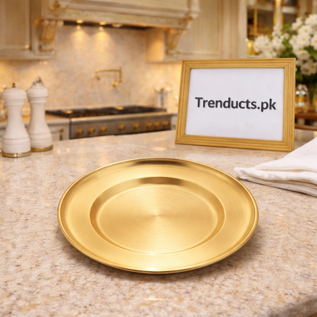 Premium Golden Stainless Steel Plate – Juliana Style 26 CM