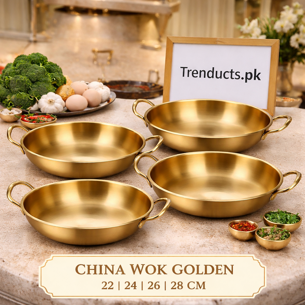 Premium Golden China Wok Serving Collection