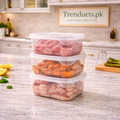 Pack of 3 Transparent Stackable Refrigerator Storage Bins