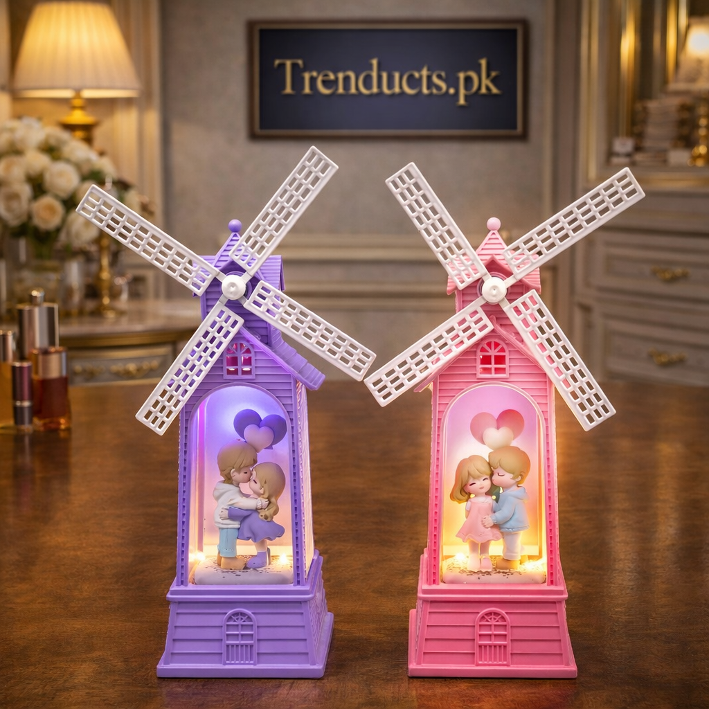 Romantic Dutch Windmill LED Couple Decoration (Random)