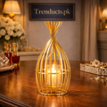 Modern Geometric Metal Pinjra Candle Stand
