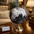 The Royal World Explorer: Black & Silver Desktop Globe (26 X 22CM)