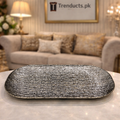 Luxury Silver Fiber Textured Platter (15" x 10")