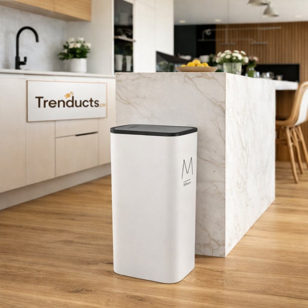 Ultra-Slim Plastic Rubbish Bin – Space-Saving Waste Basket with Secure Click