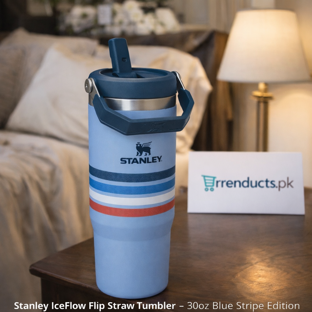 Stanley IceFlow 30oz Cornflower Stripe – Leak-Proof Tumbler