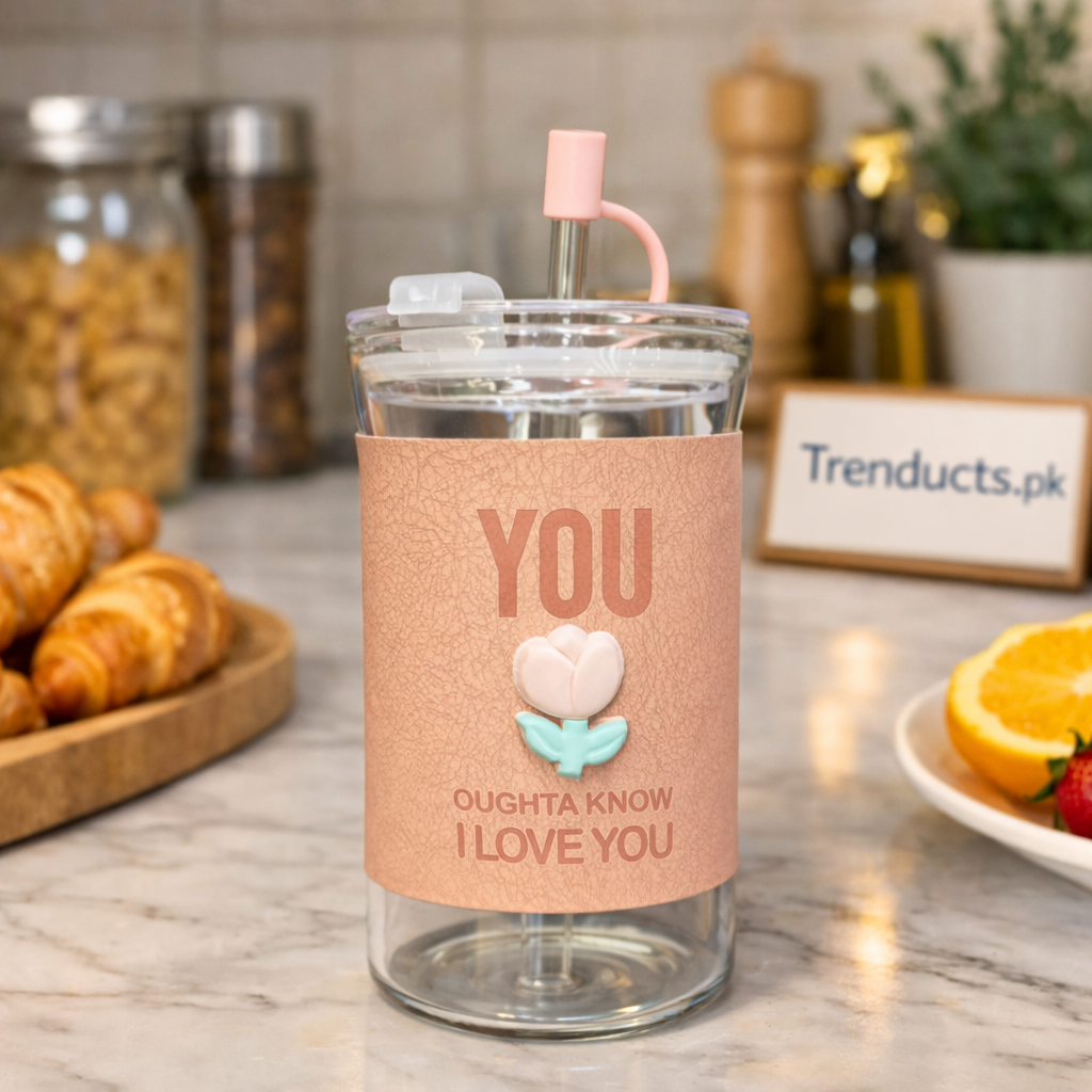 Pastel Bloom Insulated Glass Sipper – Dual-Wall Aesthetic Tumbler