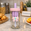 Aesthetic Sipper Glass Cup – Minimalist Tumbler with Straw