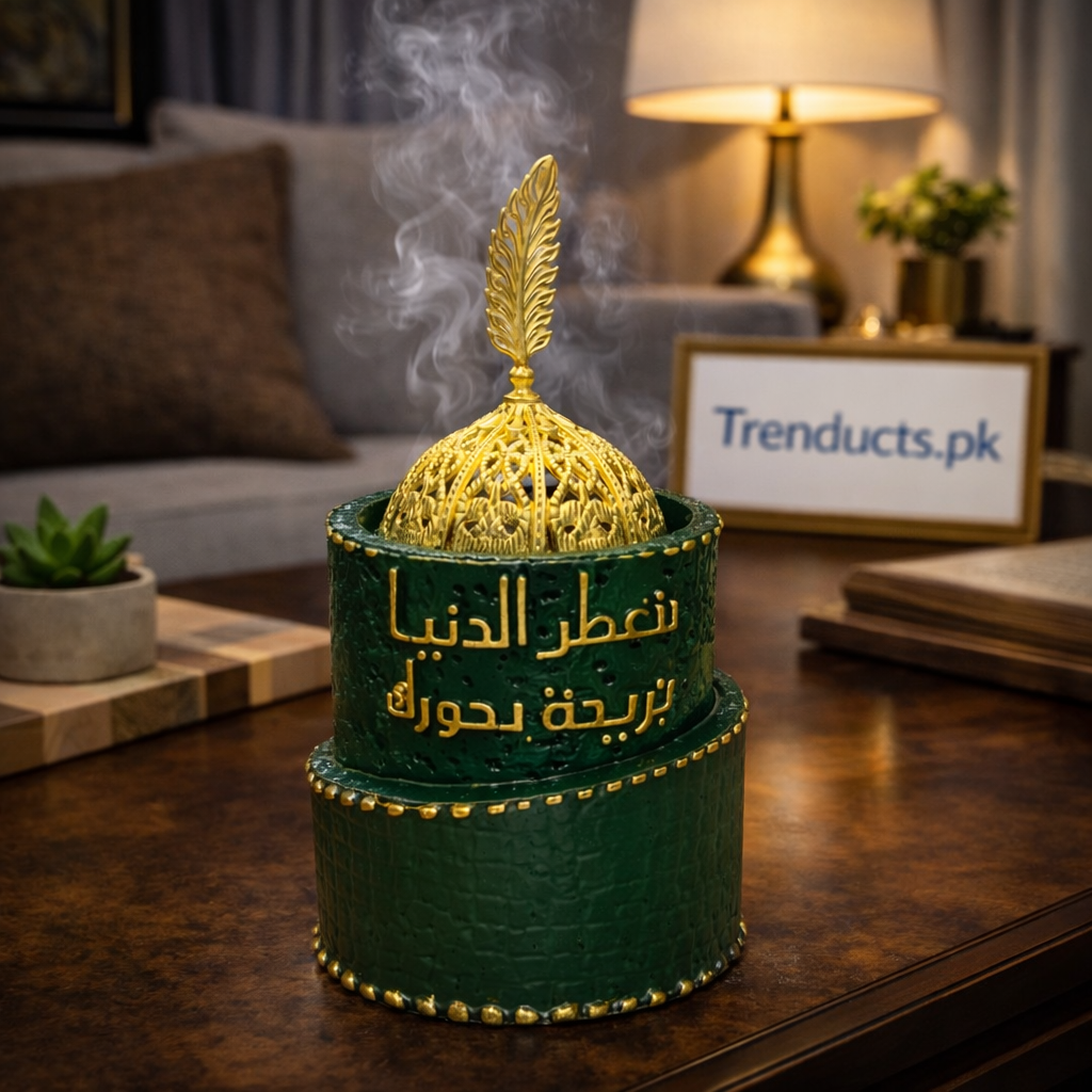 Premium Porcelain Luban Dan – Luxury Metallic Incense Burner for Oud & Bakhoor (Random Design and Color)