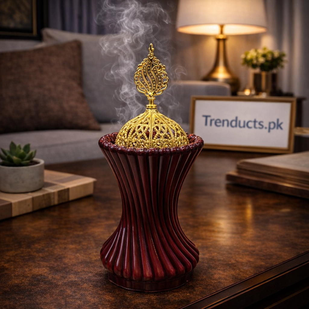 Premium Porcelain Luban Dan – Luxury Metallic Incense Burner for Oud & Bakhoor (Random Design and Color)