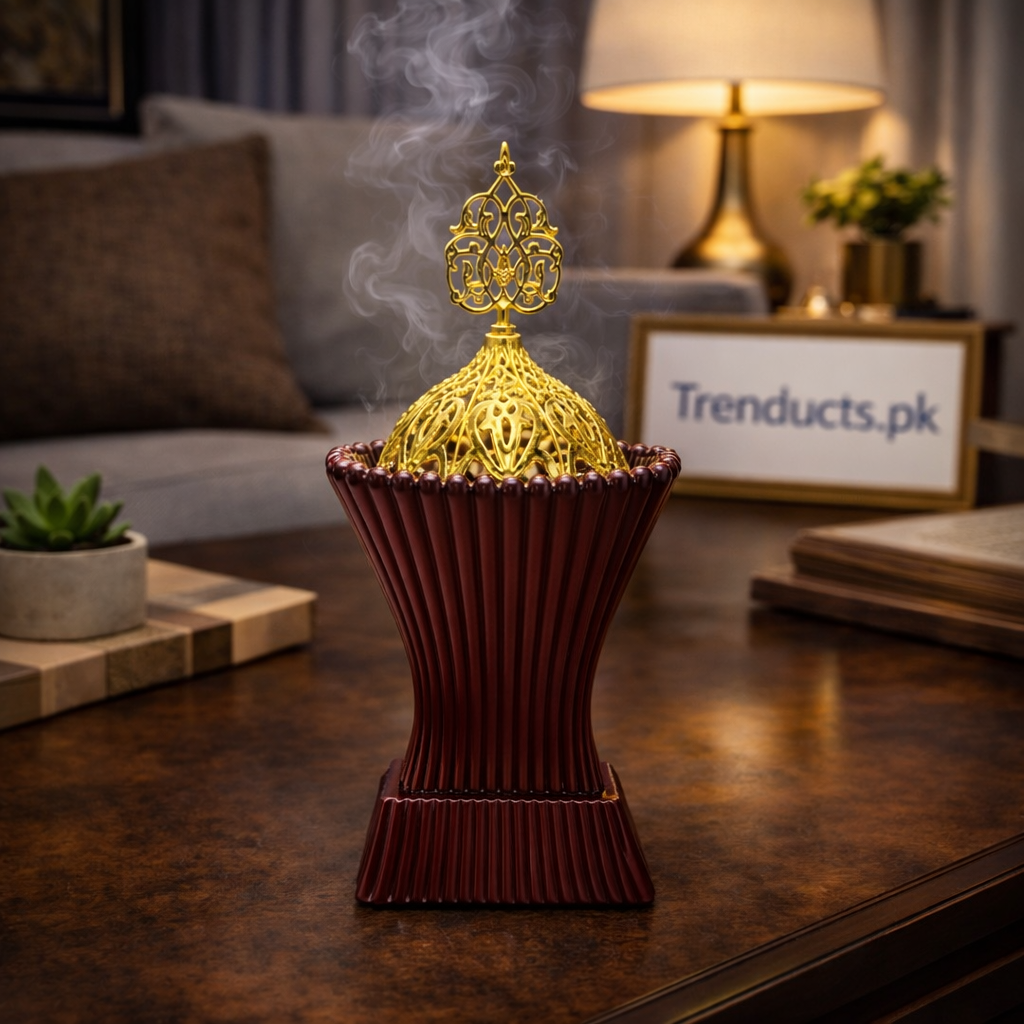 Premium Porcelain Luban Dan – Luxury Metallic Incense Burner for Oud & Bakhoor (Random Design and Color)