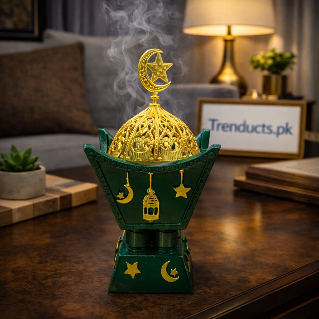 Premium Porcelain Luban Dan – Luxury Metallic Incense Burner for Oud & Bakhoor (Random Design and Color)