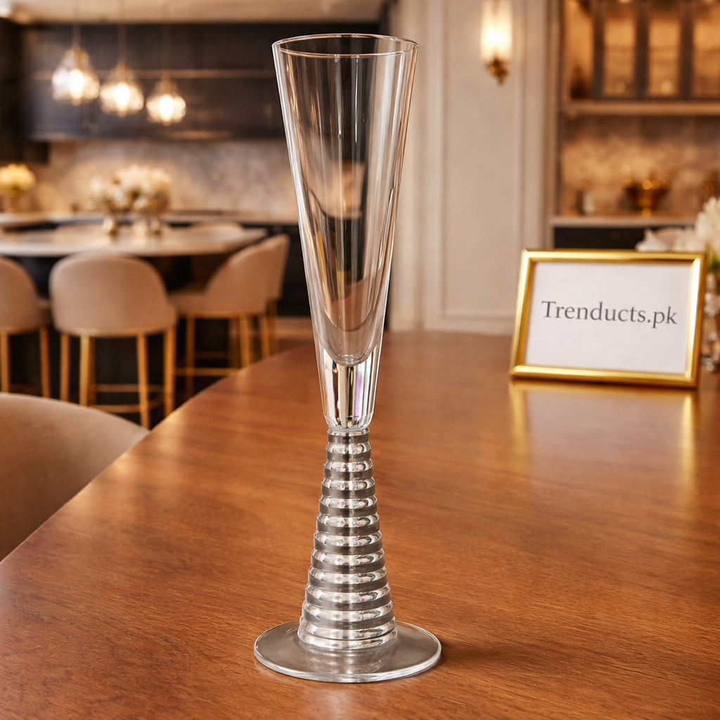 Screw Champagne Flutes – Silver Textured Set of 6