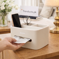 ECOCO Minimalist Desktop Tissue Box – Premium Grey & Cream
